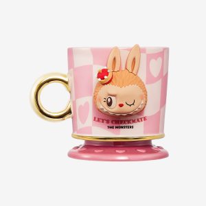 Labubu Let’s Checkmate Beker – Blauw & Roze | Artistieke Keramische Mok