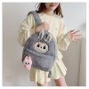 Labubu Rugzak Pluche – Grijze Editie met Roze Sleutelhanger | Kawaii Accessoire & Collector
