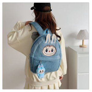 Labubu Rugzak Pluche – Blauwe Editie met Sleutelhanger | Kawaii Accessoire & Collector