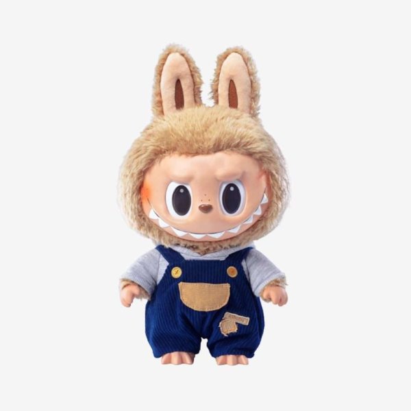 Labubu Time To Chill – Kawaii Knuffel in Blauwe Overall Collectie