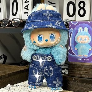 Donkerblauw Denim Set voor Labubu – Galactische Stijl met Veel Karakter