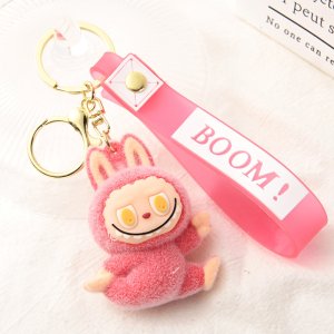 Labubu Sleutelhanger Kawaii – Pluche Accessoire met BOOM! Hoofdband (Blauw, Rood, Roze, Geel)