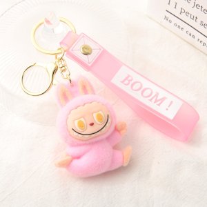 Labubu Sleutelhanger Kawaii – Pluche Accessoire met BOOM! Hoofdband (Blauw, Rood, Roze, Geel)