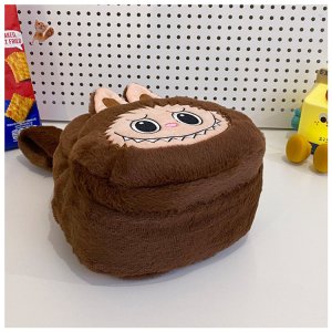 Labubu Rugzak Pluche – Bruine Editie met Sleutelhanger | Kawaii Accessoire & Collector