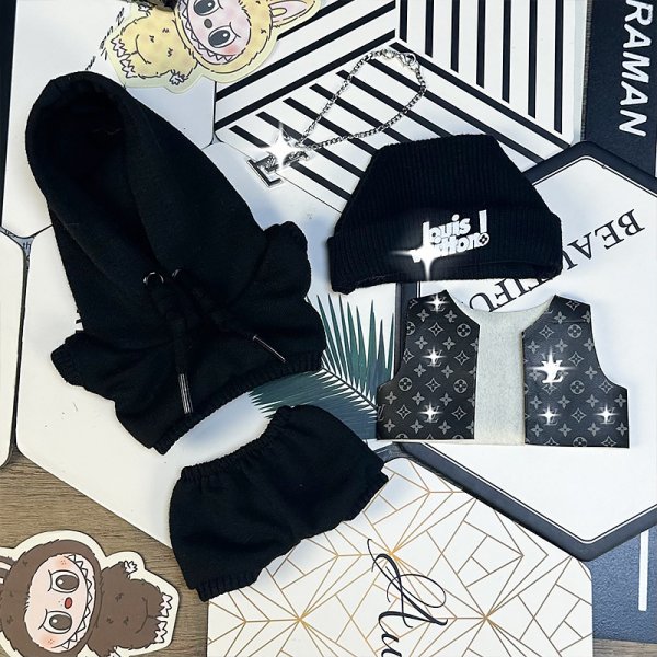 Zwart Streetwear Set voor Labubu – Urban Stijl en Charisma - Afbeelding 2