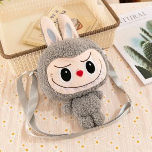 Labubu Schoudertas Pluche – Grijze Konijn Editie | Kawaii Accessoire & Collector