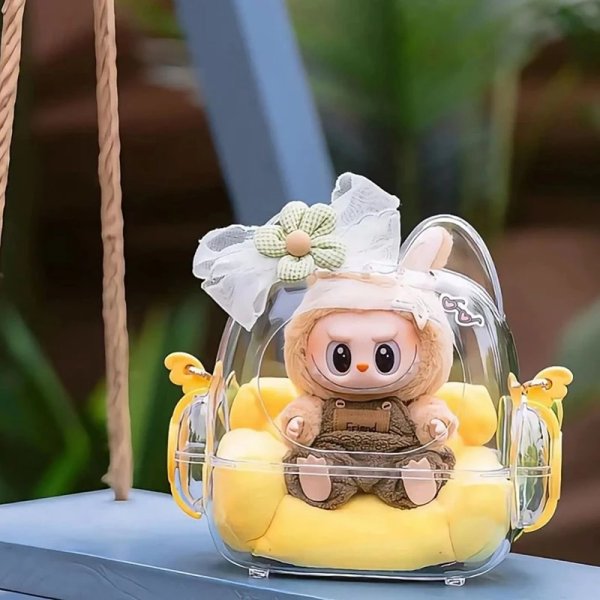 Transparante Kawaii Tas voor Labubu Pop – Rugzak met Schouderriem - Afbeelding 3