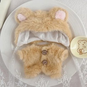 Kleding voor Pluche Pop 17 cm – Kawaii Set met Jas en Beertjeskap
